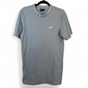 Nike Sportswear JUST DO IT Ringer T-Shirt Men’s S Light Blue White Logo